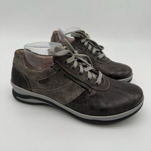 New Fidelio Hallux Haley Leather Lace Up Sneaker Anthrazit Gray Size UK 6/US 8.5